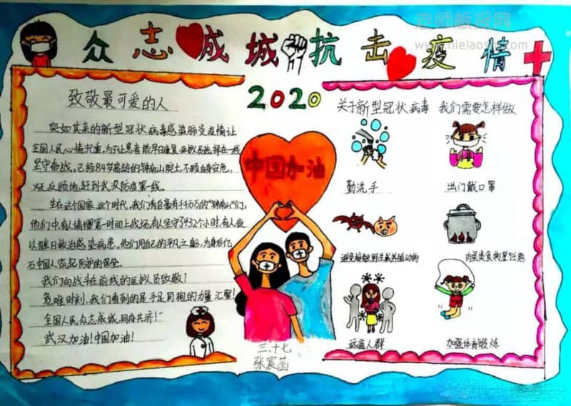 众志成城 抗击疫情手抄报图片 13张健康手抄报