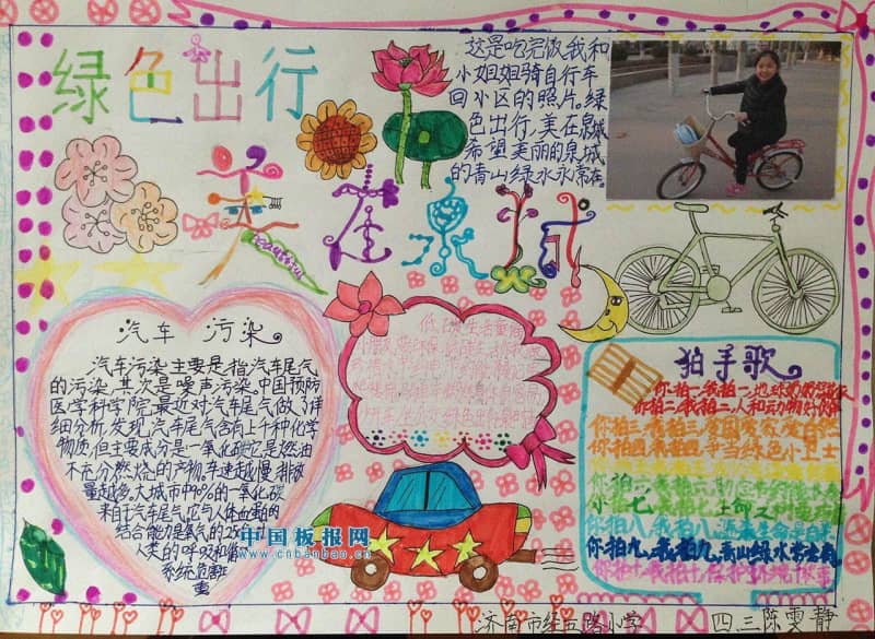 绿色出行美在泉城手抄报 12张环保手抄报