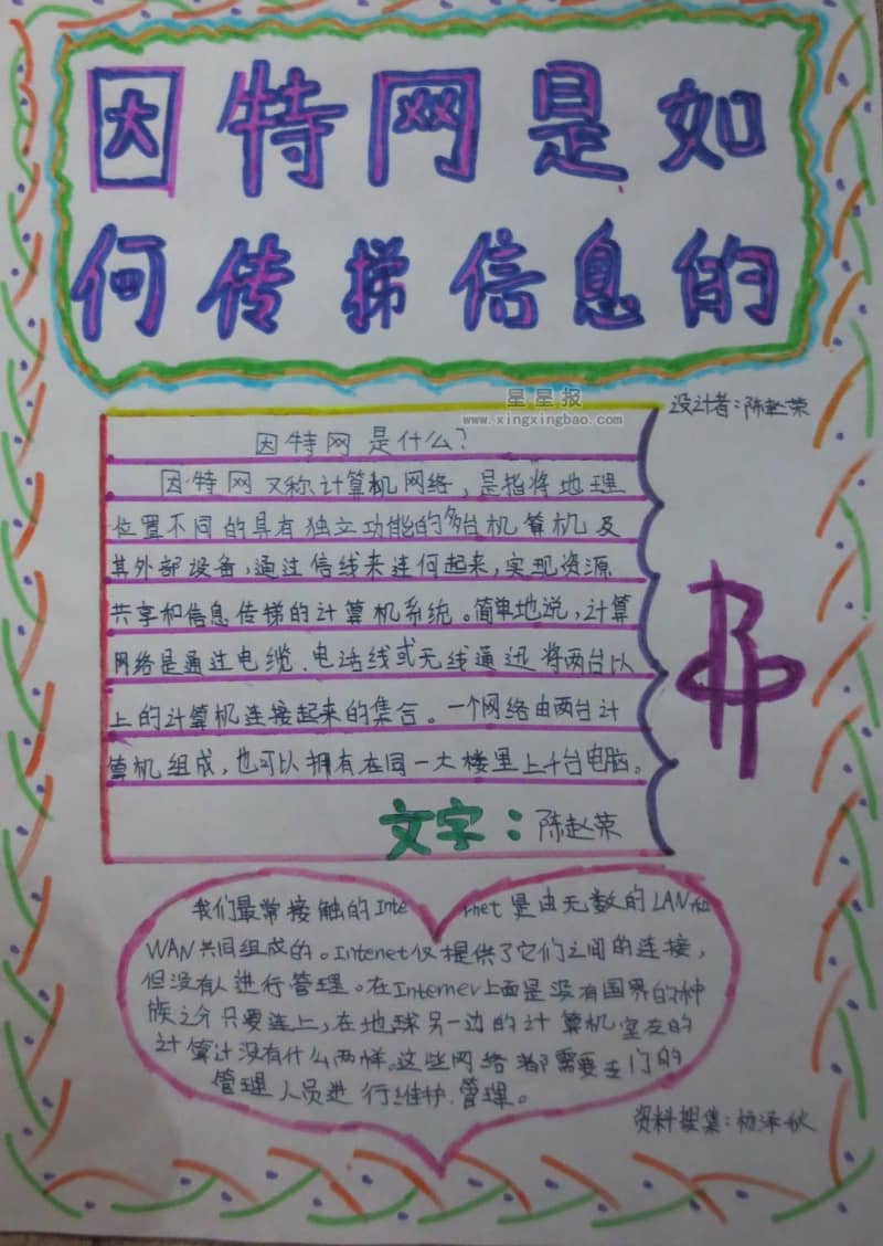 因特网是如何传递信息的手抄报资料 13张小学生手抄报