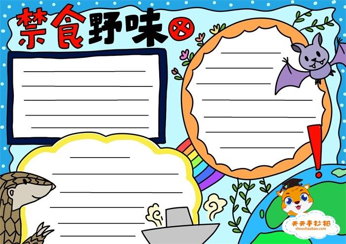 小学生禁食野味手抄报画法，禁食野味手抄报简单又漂亮 16张保护动物手抄报